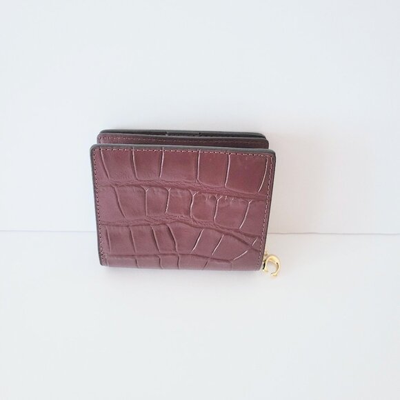 Coach C6092 Croc Embossed Leather Snap Wallet Merlot Clutch - Picture 2 of 7